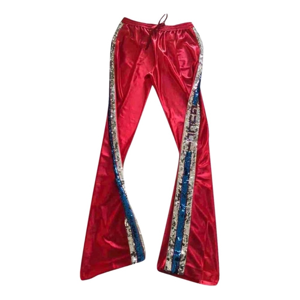 Gucci special edition Red Flared Bottoms with Sequin Stripes